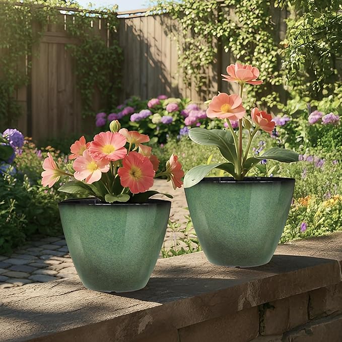 2 Pack Plant Pots for Indoor Outdoor Plants, 8 inch Plastic Flower Pots - Image 6