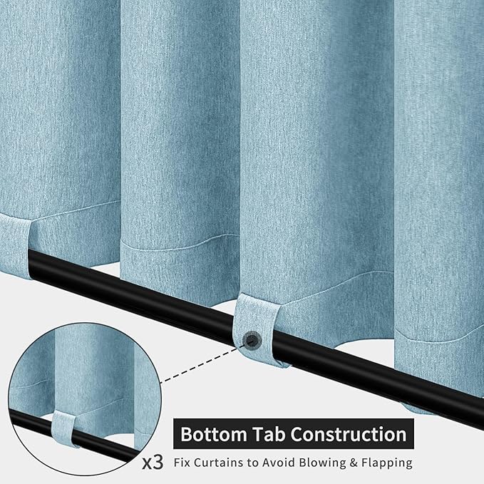 Easy-Going Linen Look Outdoor Curtains Waterproof Windproof Porch Curtains - Image 4