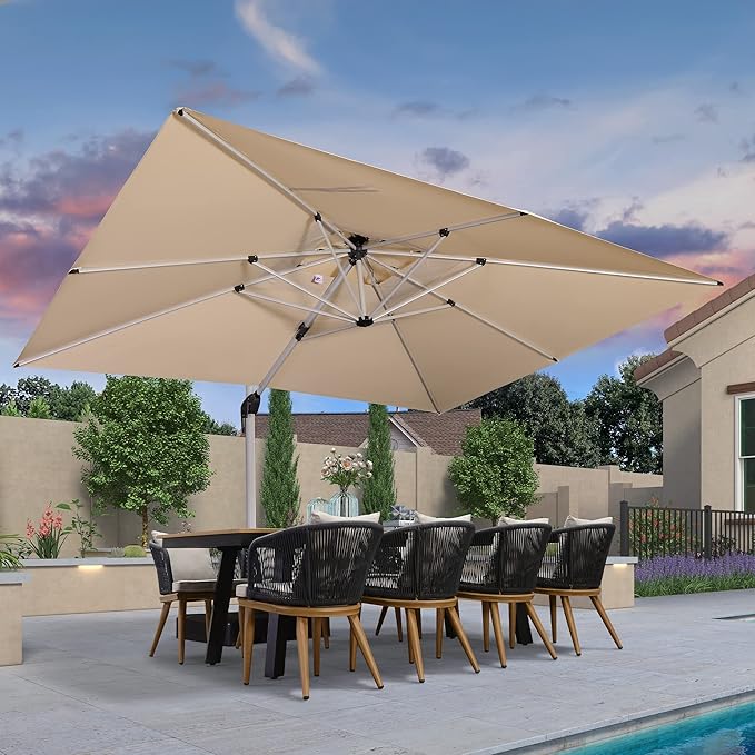 PURPLE LEAF 10' X 13' Patio Umbrella Outdoor Rectangle Umbrella Large by PURPLELEAF