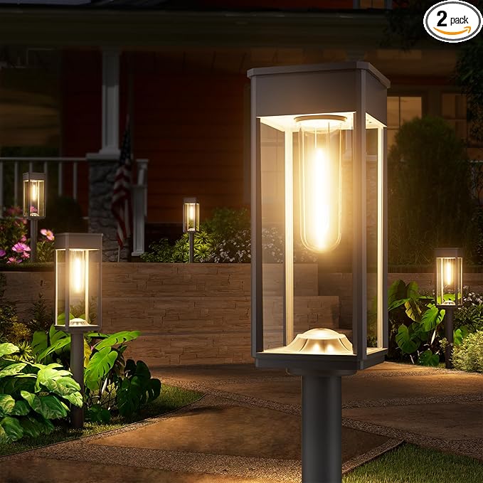 Solar Pathway Lights Outdoor, 2 Pack Solar Garden Lights IP65 Waterproof by NEWMESSI