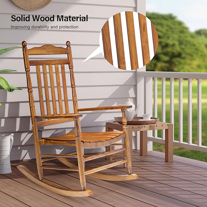 VINGLI Wooden Rocking Chair, Outdoor Chair - Image 6