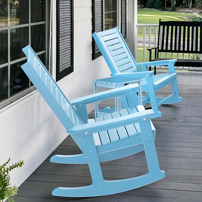 GREENVINES Outdoor Rocking Chairs | Set of 2 | Porch Rocker | HDPE Plastic | - Image 5
