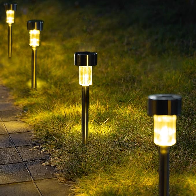 GIGALUMI Solar Pathway Lights, Stainless Steel IP44 Waterproof Auto On/Off - Image 8