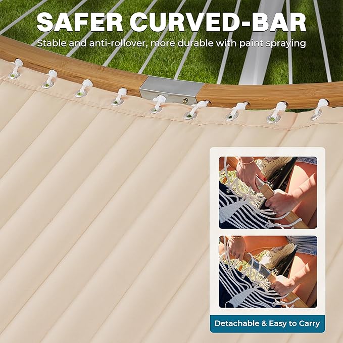 SUPERJARE Hammock with Stand, 2 Person Heavy Duty Hammock with Padded Cotton - Image 7