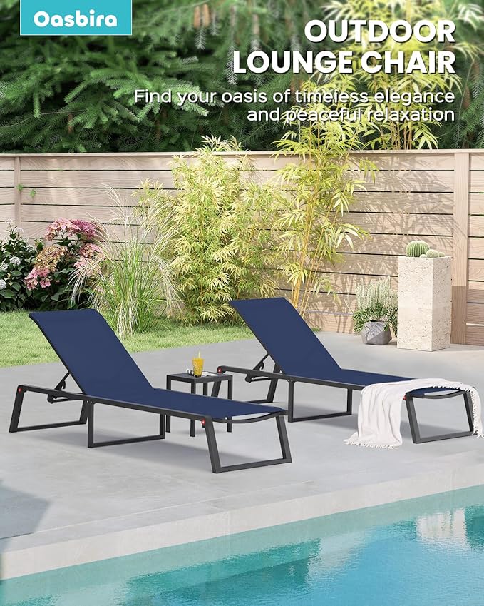 Aluminum Chaise Lounge Chair Outdoor, Foldable & Assembly Free Patio Pool - Image 6