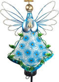 38Inch Angel Solar Lights Outdoor Decorative-Metal&Glass Angel Blue Hydrangea by COOZZYHOUR