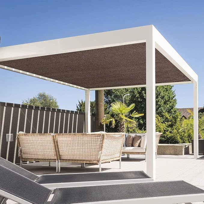 Eden's Decor Straight Flat-Edged Sun Shade Sail Rectangular 18' x 22' Brown - Image 6
