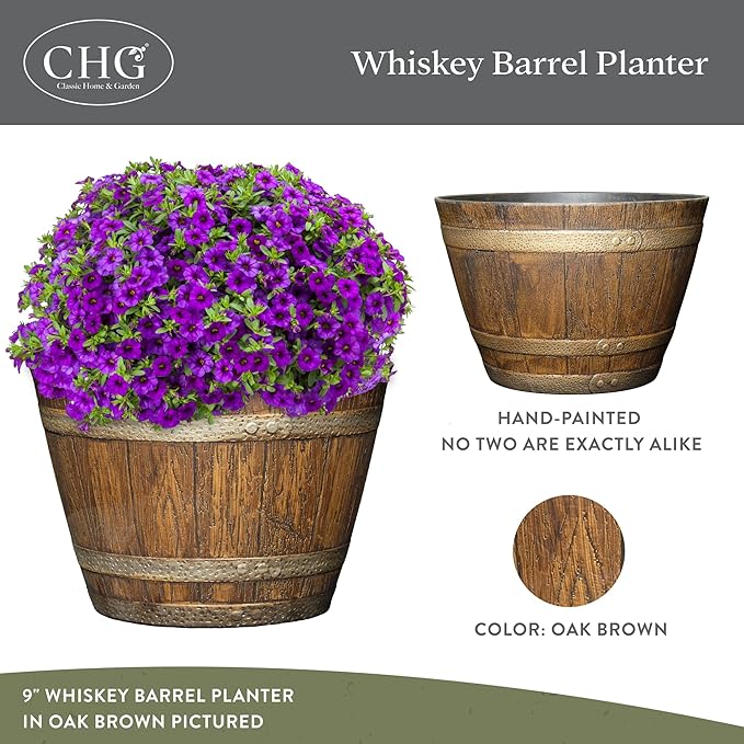 Classic Home & Garden Whiskey Barrel Planters - Image 2