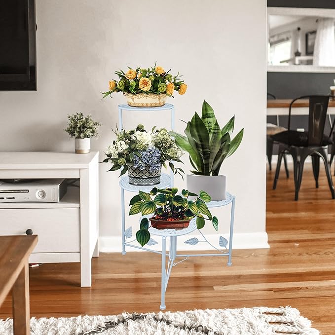 Plant Stand Indoor Outdoor, 3/4 Tier 30" Tall Metal Flower Pot Holder Shelves - Image 7
