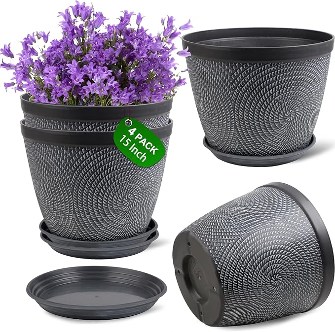 Quarut 4 Pack 15 Inch Large Planter Pot by Quarut