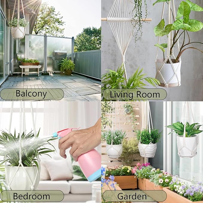 Macrame Plant Hanger 5 Pack Hanging Planters - Image 5