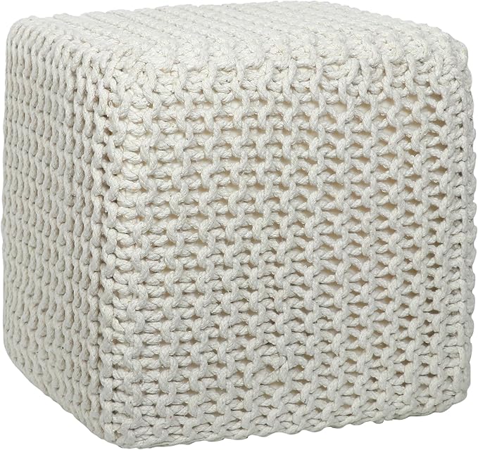 COTTON CRAFT Braided Cube Pouf by COTTONCRAFT