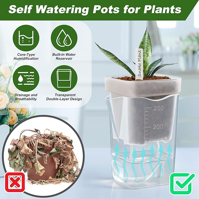 12 Pack Self Watering Pots Set for Indoor Plants, 2.5" Small Clear Self - Image 4