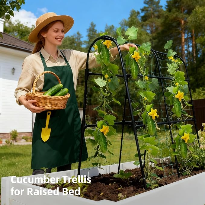 Cucumber Trellis for Raised Bed, U-Shape Garden Arch Metal Support for Climbing - Image 5
