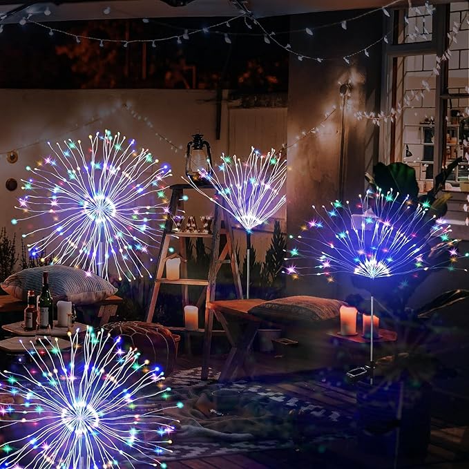 JJGoo Solar Firework Lights, 2 Pack 150 LEDs 2 Lighting Modes Solar Lights - Image 7