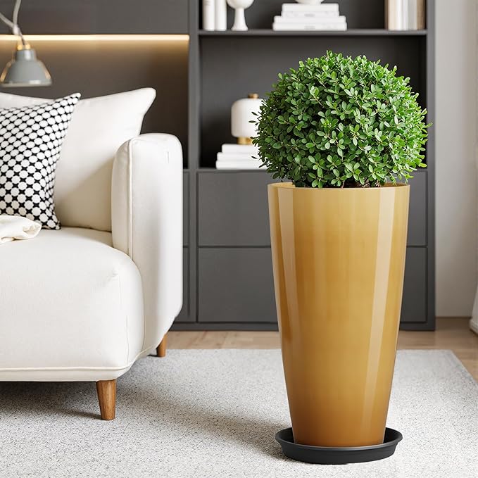 QCQHDU 21 inch Tall Planters for Outdoor & Indoor Plants, 2 Pack Sturdy - Image 6