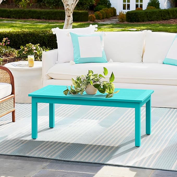 LUE BONA Outdoor Coffee Table, HDPS Patio Coffee Tables - Image 2