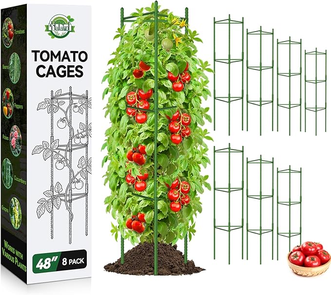 Halatool 8 Pack Tomato Cages for Garden, Garden Stakes Tomato Trellis for Pots by HALATOOL