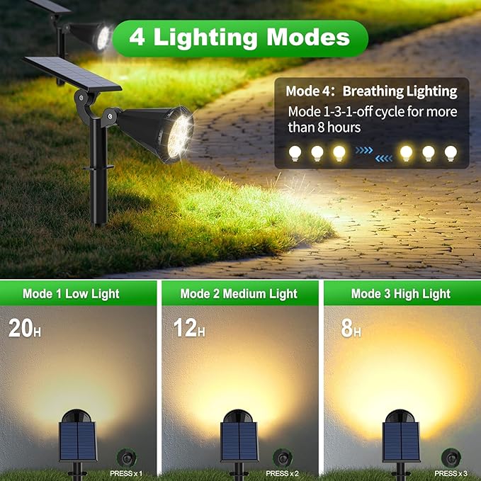 8 Pack Solar Spot Lights Outdoor Waterproof 180 Adjustable Solar Powered - Image 3