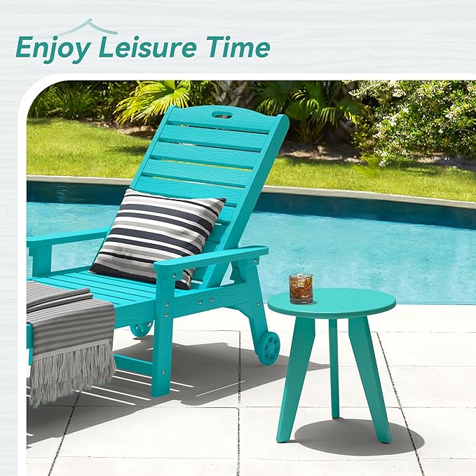 HDPS Outdoor Side Table, Small Round Side Table Weather-Resistant, Outdoor Side - Image 2