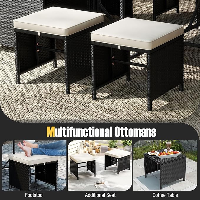 Tangkula 9 Piece Patio Dining Set, Rattan Chairs - Image 7