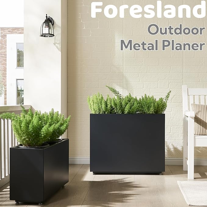 Outdoor Metal Planter Box 26Wx10Dx16H, Large Rectangular Trough Planters - Image 8