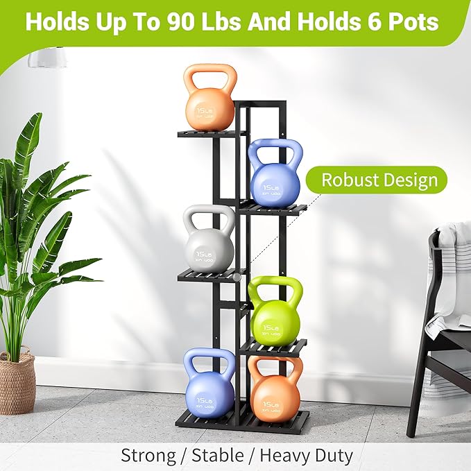 BMOSU Bamboo Plant Stand for Indoor Outdoor Plants Corner Tall Plant Shelf 6 - Image 8