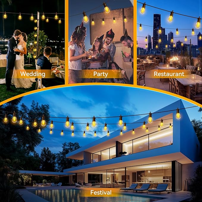 Outdoor String Lights Patio LED Light Outside - 30M 28+2 S14 LED - Image 7
