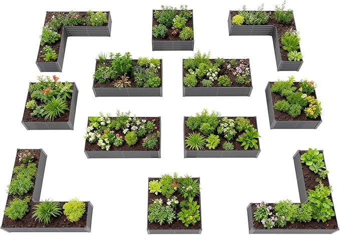 A ANLEOLIFE 12-Piece 18 Inch Tall Raised Garden Beds Kit, Square & Rectangular by AAnleolife