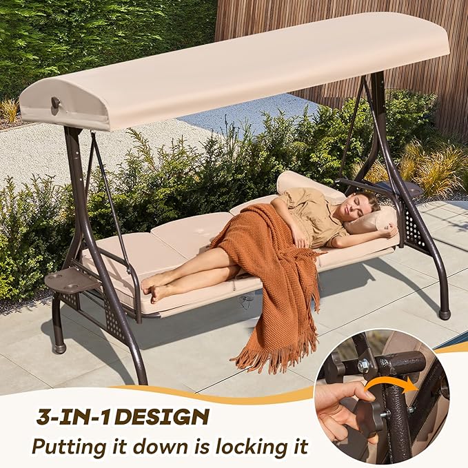 3 in 1 Outdoor Porch Swing - Image 3