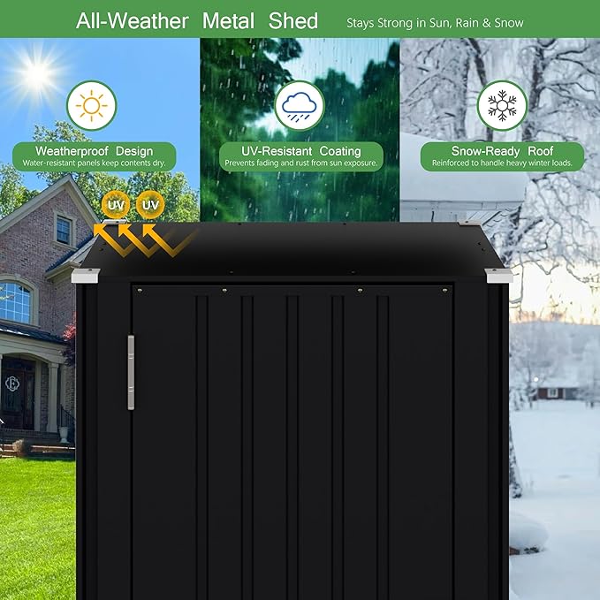Devoko 22 Cuft Lockable Metal Storage Shed, Vertical Indoor Outdoor Tool Cabinet - Image 4