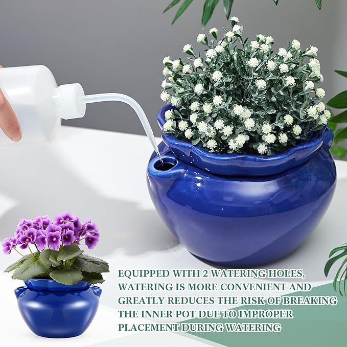 4 Sets African Violet Pots 6 Inch Self Watering Pot - Image 2