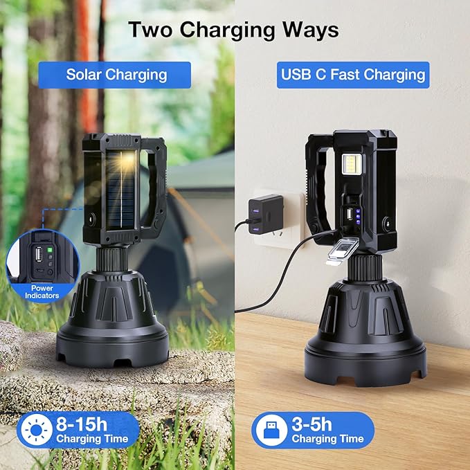Solar Rechargeable Spotlight 3, 000L High Lumens, Super Bright Led Spot Lights - Image 3