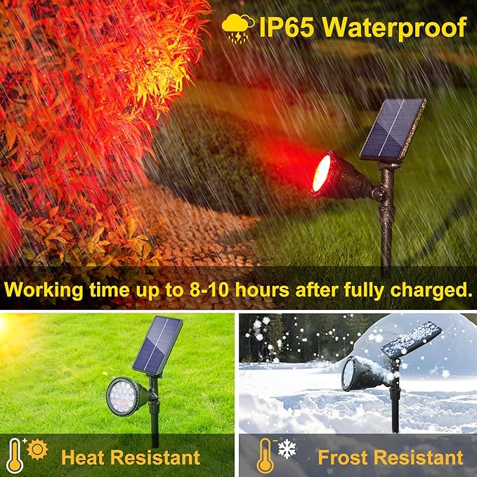 ROSHWEY Solar Spot Lights Outdoor, 7 Colors Halloween Christmas Outdoor Lights - Image 6