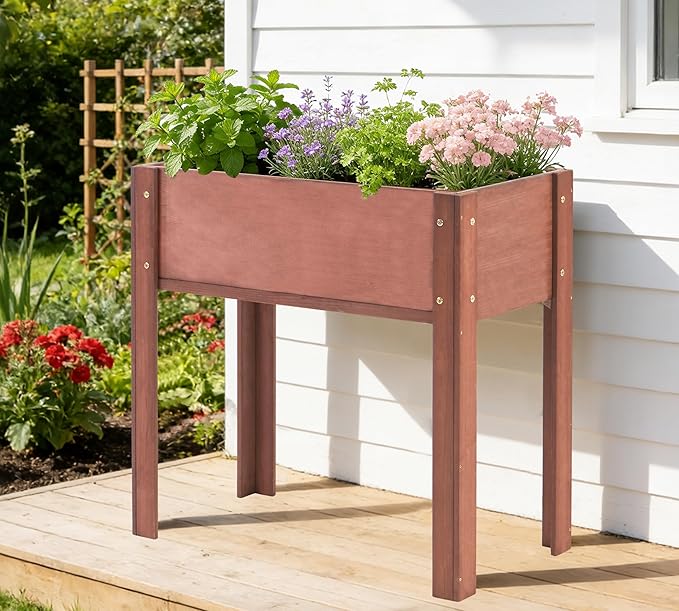 Raised Garden Bed with Legs, Outdoor Wood Elevated Planter Box, Thick Legs - Image 2
