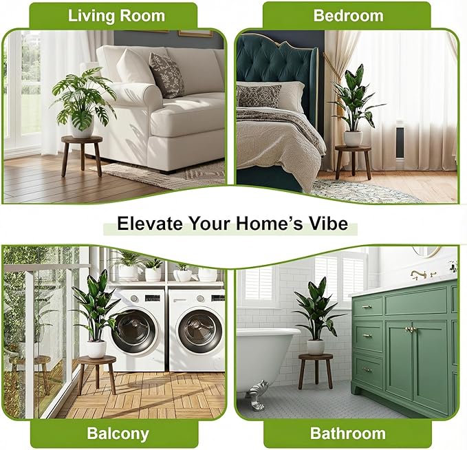 Delma Wood Plant Stands Indoor, Mid-Century Modern Plant Stool, Tall Plant Stand - Image 4