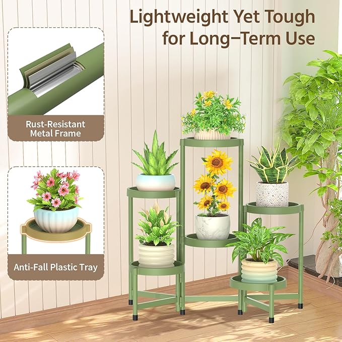 LASZOLA 6 Tiered Folding Plant Stand Indoor - Image 4