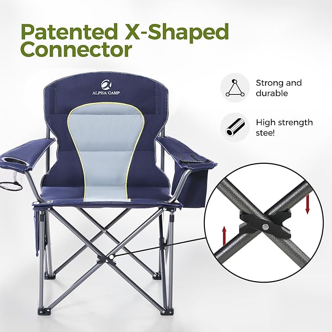 ALPHA CAMP Heavy Duty Camping Chair 500LBS Capacity, Oversized Folding Chair - Image 9