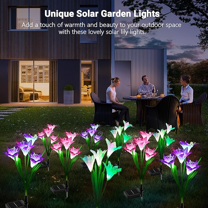 WdtPro Solar Lights Outdoor Garden Decorative 6 Pack, Waterproof Solar Garden - Image 6