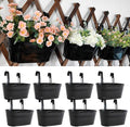 8 Pack Metal Hanging Planter for Outdoor Plants, 10 Inch Black Fence Planters by JOYFERNAL