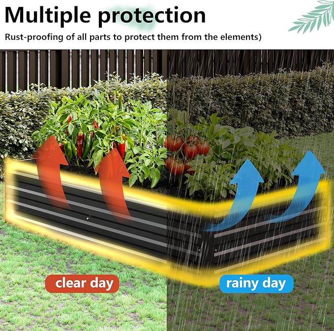 Vengarus 6x3x1FT Galvanized Raised Garden Bed Kit, Outdoor Metal Planter Box - Image 5