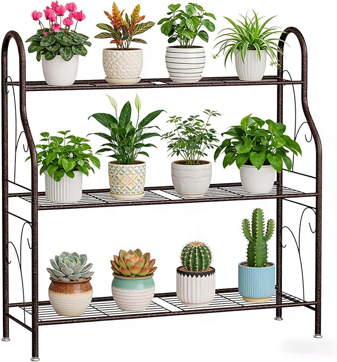 SORCEDAS Plant Stand Indoor Outdoor Plant Shelf 3 Tier Metal Corner Flower by SpecialYourHome