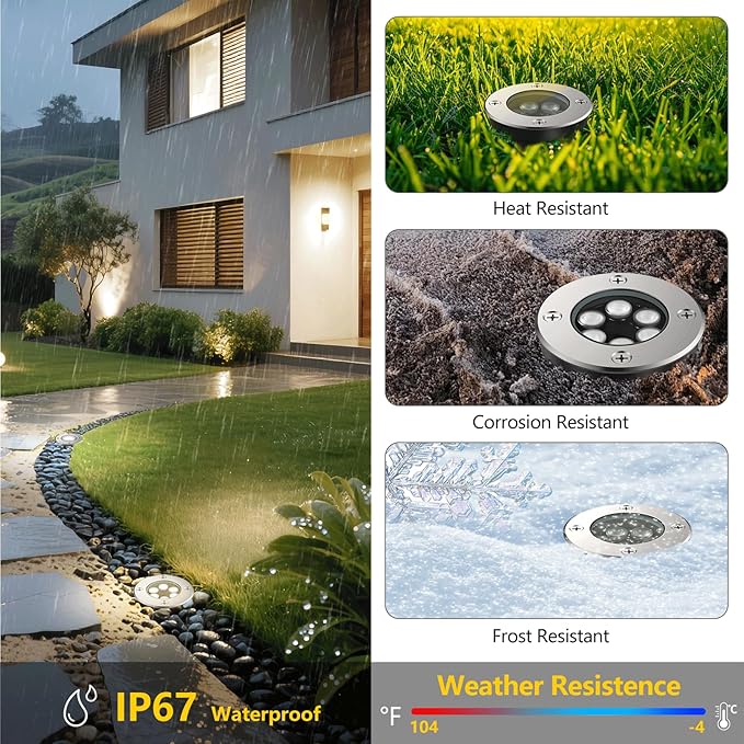 JESLED Landscape Lighting 6W LED Well Lights, 12V 24V Ground Lights 6000K - Image 6