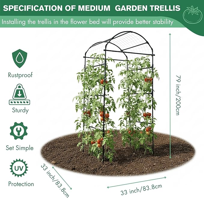 79" Garden Trellis Arch for Climbing Plants – Tall Outdoor Metal Trellis for - Image 6