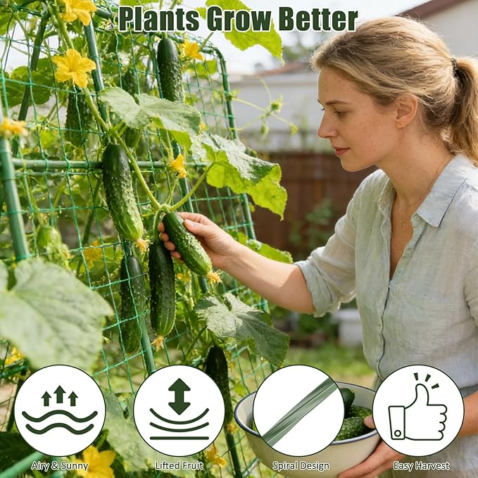 Miory Cucumber Trellis for Raised Beds, 48 x 63 Inch Metal U-Frame Garden - Image 5