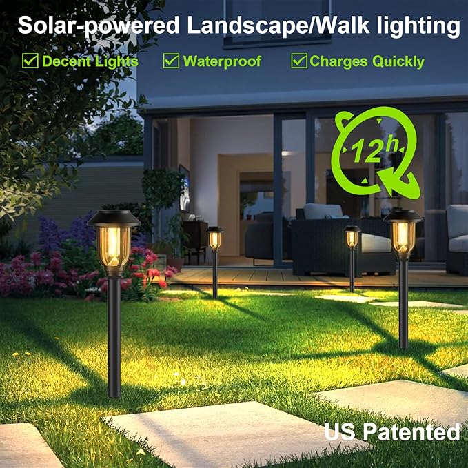 12 Pack Solar Pathway Lights Outdoor, Dusk to Dawn Solar Lights Outdoor - Image 5