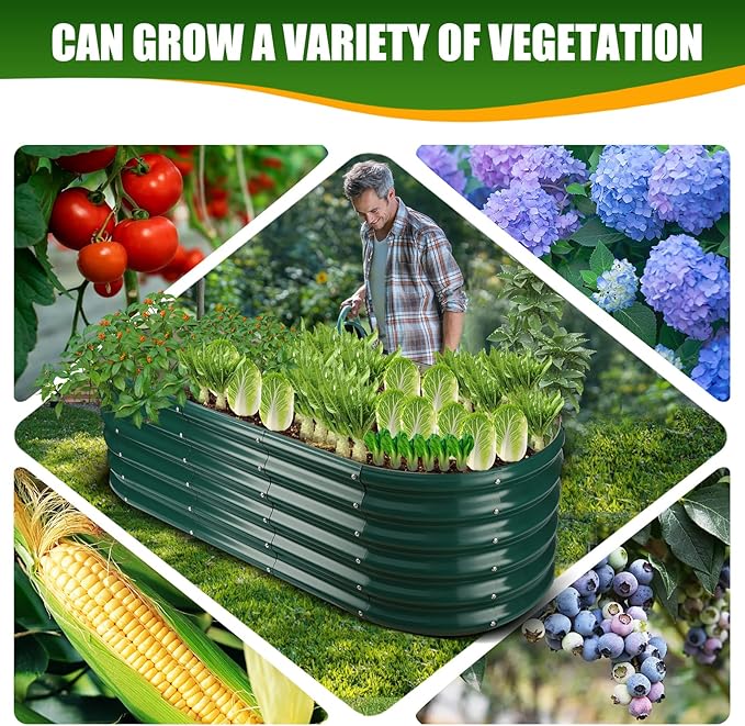 17" Tall Elevated Oval Metal Raised Garden Bed - 5ft x 2ft in Size and 0.8MM - Image 5