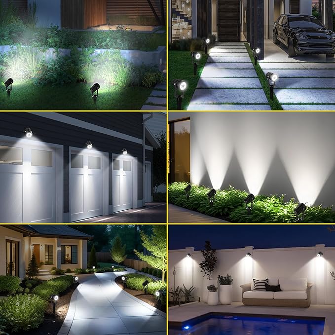 T-SUN 2W Solar Spotlights, LED Solar Powered Landscape Lights Outdoor - Image 2