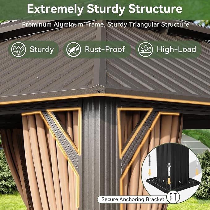 Aoxun 10x12 Gazebo Outdoor Hardtop Gazebo - Image 4