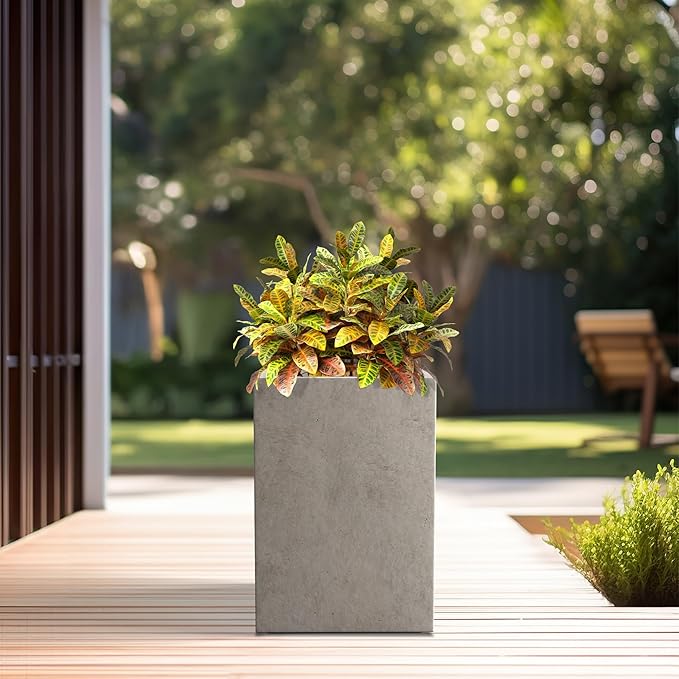 Kante 12.6" H Tall Rectangular Concrete Planters, Outdoor Indoor Lightweight - Image 6
